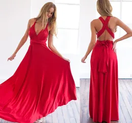 Multiway Wrap Cabrio Boho Maxi Club Red Dress Bandage Lange Party Brautjungfern Infinity DFF37539012231