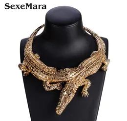 ZiccoWong Exaggerated Halloween Necklace Rhinestone Noble Crocodile Necklaces Choker Statement Jewelry Animal Collier Y2009182698788