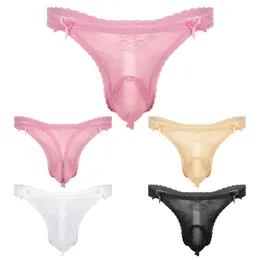 Mens G-String Briefs See-Through Sissy Lace Thong Bulg Bulg Pouch 이국 팬티 저 상승 T 백 란제리 섹시한 속옷 속옷