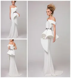 Azziosta White Mermaid Evening Dress One Shoulder Emboidery Pearls 슬매없는 지퍼 파티 드레스 예쁜 패션 바닥 길이 Pro4843491