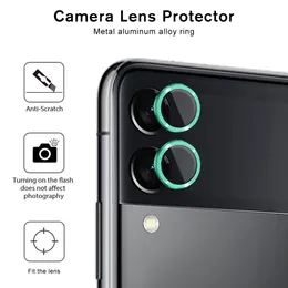 Metal Camera Lens Protector For Samsung Galaxy Z Flip 5 4 ZFlip5 Hawkeye Ring 9H Tempered Glass Cap Locator For ZFlip 4 SM-F721B