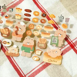 Koreansk importera original Bonito Kawaii Bear i Bakery Paper Stickers Scrapbooking DIY Journal Stationery Sticker Gift