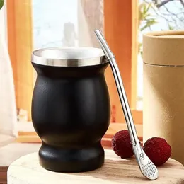 Bottiglie d'acqua Yerba Mate Cup Set a doppia parete in acciaio inossidabile a forma di zucca con bomba a tazza da tè per pulizia antiossidante Rich Energia ricca