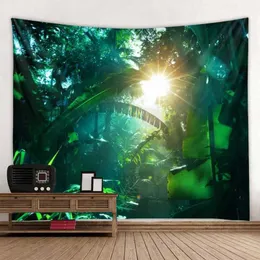 Forest Landscape Tapestry Seascape Tapestries Nature Waterfall Wall Hanging Psychedelic Home Decor Boho Background Cloth Yoga Mattress Shee R0411