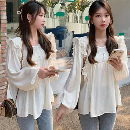 Рубашки для беременных в корейском стиле для весенних рукавов с фонаря