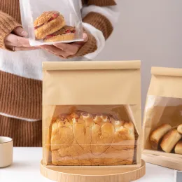 Pane auto sigillatura del filo alimentare tostato tostato kraft tasca per guarnizione rotelata tasca per finestra trasparente borsa di imballaggio della torta trasparente