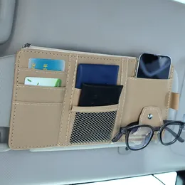 Universal Car Skórzowa torba do przechowywania Słońce Visor Card Holder Multi-Pockets Storager Car Organizatory wnętrza