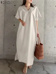 Zanzea sommer modes modes kleid Frauen halbe Ärmel gegen Nacken Sunddress