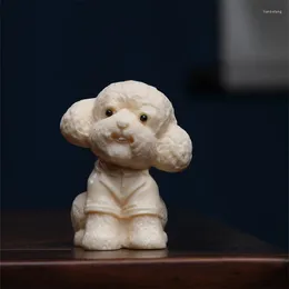 Estatuetas decorativas esculturas Kawaii e Teddy Ivory Fruit Dog Miniatura Decorações de Casa Acessórios de Escritórios Acessórios