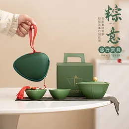 تدعى Taupe Tea Tea Set Dragon Boat Festival Elements في الهواء الطلق المحمولة المخيم واحد أو كوب واحد