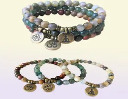 MG0672 Picasso Jasper Ohm Bransoletka Naturalna Crzay Agate Mala Kulki Bransoletki Nowa projekt Moss Agat Lotus Bransoletka 4288900