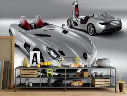 WDBH 3d wallpaper custom po mural Silver domineering gray sports car living room home decor 3d wall murals wallpaper for walls 2256915