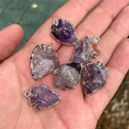 Real Stone Arrows Halsband Pendant Raw Crystal Quartz Pendant Craft Amethyst Obsidian Arrowhead Energy Lucky Charms Making DIY