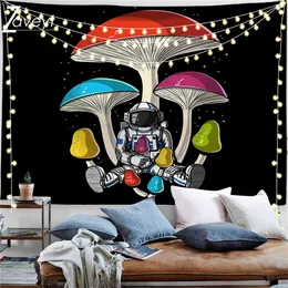 95x73cm amor cogumelo alienígena impressão de tapeçarias decoração de casa hippie astronauta espacial cigano