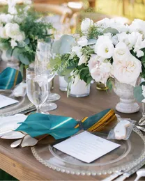 Marble Texture Aqua Table Napkin Set Wedding Banquet Table Cloth Soft Tea Towels Dinner Table Handkerchief