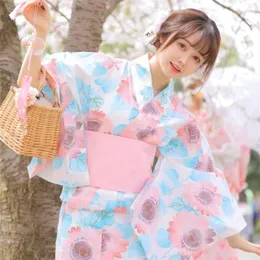 Japanisches traditionelles Kimono -Kleid mit Obi Frauen drucken langen Roben Orientalische Fotografie Yukata Geisha Bühnenshow Cosplay -Kostüme