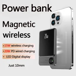 10000MAHウルトラシンパワーバンクポータブル充電器用iPhone 14 13 Samsung Huawei外部バッテリーワイヤレスPowerBank for Magsafe