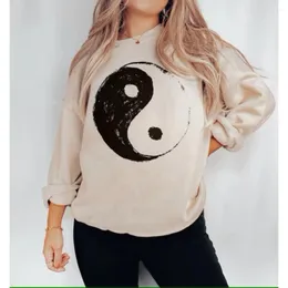 Shirt estetica della felpa con cappuccio femminile Yin Yang Spazzante Mental Health Abesati positivi Meditazione spirituale Zen buddista