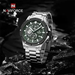 Armbanduhr Naviforce Neue Luxusmenschen Quarz Fashion Sports wasserdichtes Edelstahlgurt mit leuchtendem Armband Reno Maskulino