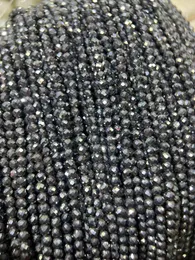 Naturliga terahertz ädelsten fasetterad skärning av svart glansig sten känsliga utsädespärlor för smycken tillbehör