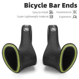 مقود الدراجة الجبلية نهايات التصميم المريح MTB BICYCLE BAR الداخلية نهايات التصميم الفلوريسنت مقبض مقود دراجة عالمي