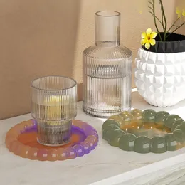 DIYバブルレースカップパッドシリコン型丸セメントノルディックプラスターコースターワイングラス料理エポキシ樹脂型の家の装飾