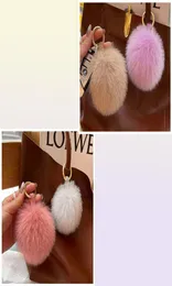 Y Real Fox Fur Ball Poms Keychain for Women Luxury Pompom Keyring Accessori Borse Decoration Gioielli Gift Gioielli T2207301235780