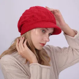 Capas de bola de chapéu de boina de malha para mulheres anti-congelando chapéus casuais e outono de inverno outono