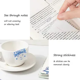 Colorido transparente notas pegajosas adesivas de memorando à prova d'água marcador de marcador de carteira de papel de escritório de escritório, artigos de papelaria