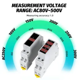 18 مم DIN RAIL MATER METER 80-500V 220V 380V Single Three Phase Modular Voltmeter مؤشر LED كاشف الشاشة الرقمية