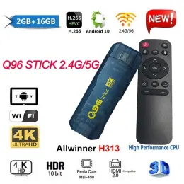 Caixa Q96 2GB 16GB TV Stick 4K Android 10 Smart TV Box 2.4g/5g WiFi HD Dongle Network TV Top Box TV Receiver com controle remoto