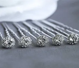 10pcs Mode Hochzeit Brautperlenblume Klar Kristall Strasshaarstifte Clips Brautjungfer Haarwäsche Schmuck Haarzubehör H09346129