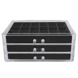 Clear Acrylic Display Jewelry Organizer 3 Drawers Multi Compartment Earring Holder Adjustable Trays Packaging Jewelry Box