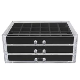 Organizzatore di gioielli per display acrilico trasparente 3 cassetti Multi Compartment Porta di orecchini vassoio regolabile Packaging Jewelry Box