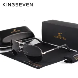 Kingseven Men Vintage Aluminium Polariserade solglasögon Klassiska varumärken Sun Glasögonbeläggningslins Driving Eyewear For Menwomen 240410