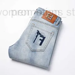 Men's Jeans designer Spring/Summer Thin Slim Fit Small Ft Trendy Light Blue Monster Q9LM ZWL6