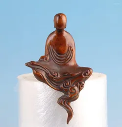 Figurine decorative cinese Boxwood Buddha intagliato Buddha Statue netsuke arte collezionabile buon sedile