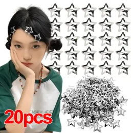 2/20pcs Metal Silver Star BB مقاطع شعر Y2K Girls Star Hair Clips Side Barrettes Grip Cute Women Hair Associory leadwear