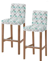 椅子は、Cyan Turquoise Geometric Moroccan 2PCS BAR EL BANQUET DINING CASE Protector Seat for Homeをカバーしています