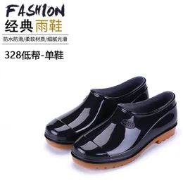 Low Top Rain Boots Men's Warm Waterproof Shoes Shallow Rubber Shoes Galoshes Non-slip Short Work Boots