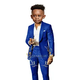 Casual Brown Boy Suits For Wedding 2 Pieces Shawl Lapel Kids Clothes Set Party Children Tuxedos Costume Outfit (Jacket+Pant)