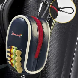 Mini Reißverschluss Leder -Golfball -Tasche Doppelball Tasche Tragbarer Golfball Storage Beutel 2 Bälle Golf Tailentasche mit Karabiner