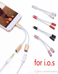 2 I 1 Charger and Audio Typec Earphone hörlurar iPhone Jack Adapter Connector Cable 35mm Aux hörlurar för smartphone 78p XS 2312198
