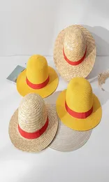 35cm Luffy Straw Hat Japan الأداء الرسوم المتحركة Cosplay Cosplay Sun Cap Cap Hawaii Hats for Women Compe 2207081854352