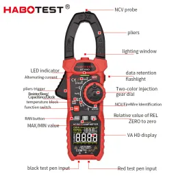 HT208 206 Cyfrowy Miernik Miernika Pro 1000A 1000V AC DC Prąd Zacisk PRAWDZIWY RMS AMMETER VFD REL OHM Tester kondensatora