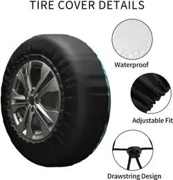 Teal Agate Print Prevent Tyre Cover Protector Waterproof Tyre Wheel for Car Truck SUV Camper Trailer RV 14 "-17"