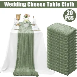 20/10 PCS Bröllopsbordslöpare Sage Green Cheesecloth Table Runner Rustic Boho Gaze Crepe för hem/fest/semester/bruddusch
