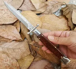 9 Inch Italian Mafia Damascus Automatic Knife Outdoor Snake Wood Hunting Pocket Infidel Auto Knives BM 3400 4600 3551 Godfather 922944555