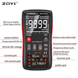 デジタルマルチメーターZOYI ZT-X ZT102A T-RMS AUTO RANGE EBTN LCD DC AC電圧計電流電流コンデンサOHM TEMP HZ NCVテスター