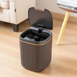 Avfallsfack Touchless Trash Can med lock Badrumsavfall kan smart sopor kan röras sensor Trash Can för sovrum badrum kökskontor l49